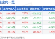 锡南科技（301170）5月8日主力资金净买入460.29万元