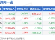 红宝丽（002165）5月8日主力资金净卖出8.36亿元