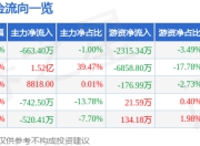 股票行情快报：宝馨科技（002514）6月20日主力资金净卖出663.40万元
